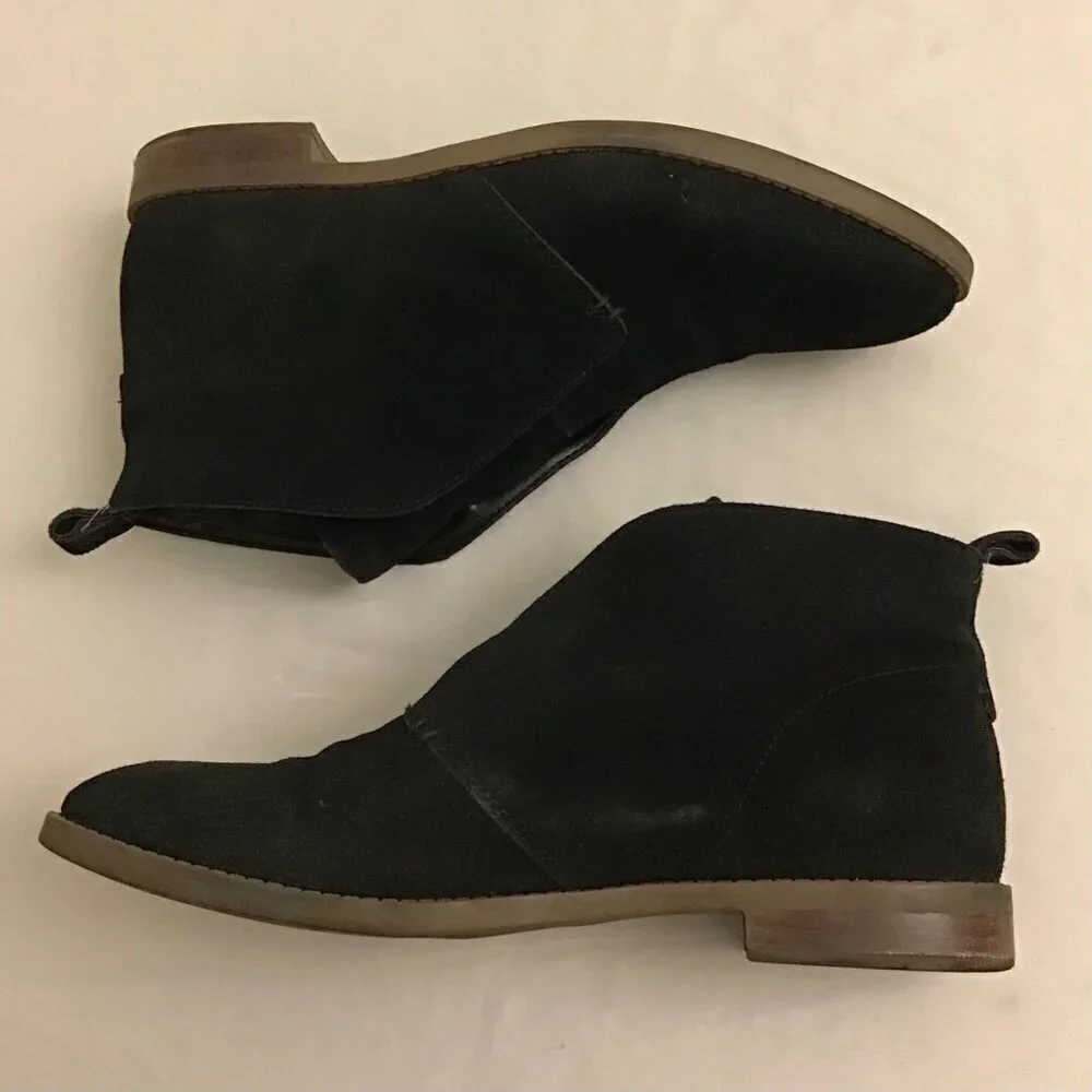 Franco Sarto 11 Men’s Suede Leather Ankle Boots Black Slip On Shoes